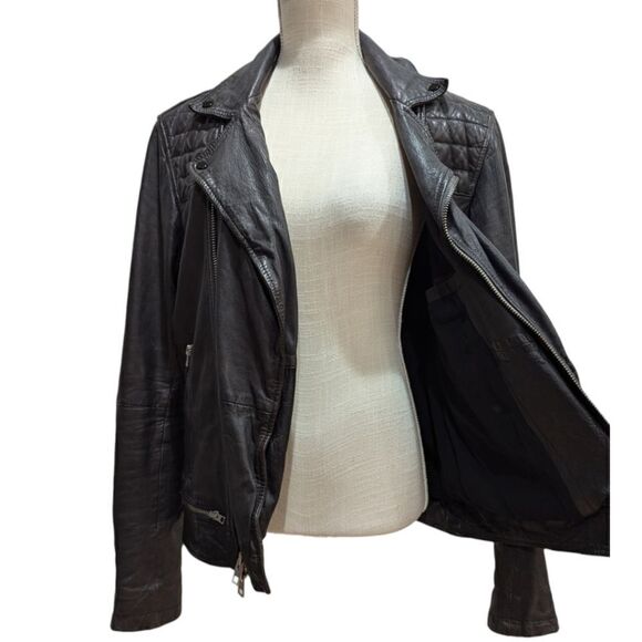 RARE Allsaints Conroy Oxblood Brown Leather Biker Moto Jacket Mens M ML015C - Picture 5 of 11